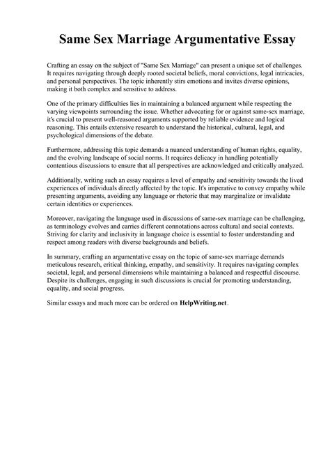 same sex marriage tekstong argumentatibo|Argumentative Research .